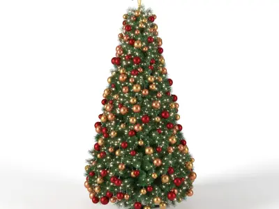 Christmas Tree 9 feet with Balls and Lights 3D model