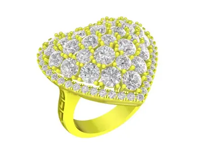 7023 Luxury Korean Heart Diamond Women Ring  3D print model