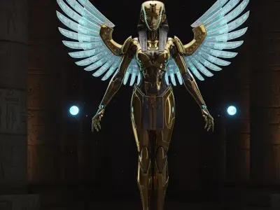 Sci-Fi Mecha-Isis - Holographic Egyptian Sorceress Prop Low-poly 3D model