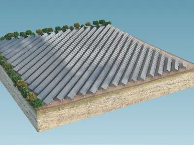 Solar panels in island 3D model