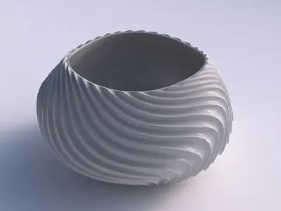 Bowl squeezed twisted with wavy extruded lines 2 3D print model