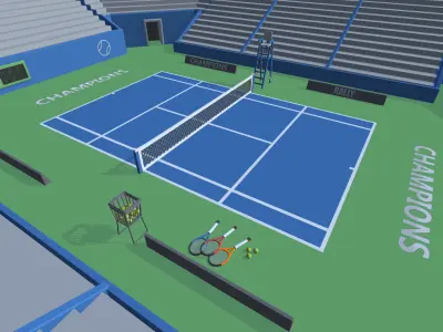 Hyper Casual Tennis Court Low-poly 3D model