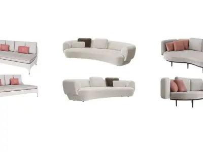 modern sofa combo Low-poly 3D model