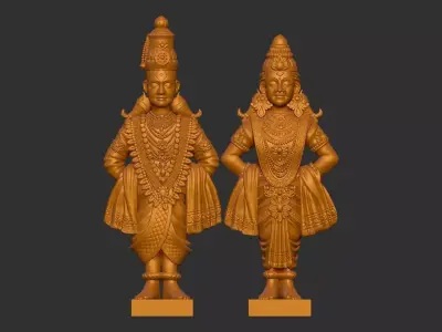 Vitthal Rukmini God With Close eyes 3D print model
