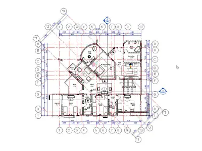 modern villa in revit 3D model
