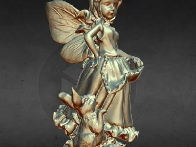 angel with rabit spring day 3D print model
