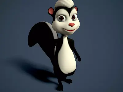 cartoon polecat Low-poly 3D model