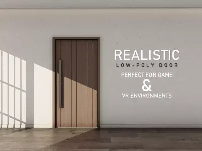 Oak wood door Low-Poly wooden Door  for luxury interiors Door 3 Low-poly 3D model