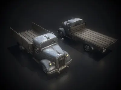 Low Poly Opel Blitz Truck Low-poly 3D model