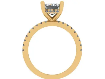 Emerald solitaire hidden halo diamond ring 3D print model