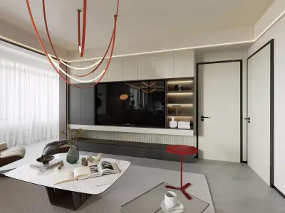 Modern living room dining room interior scenes  3D model 25