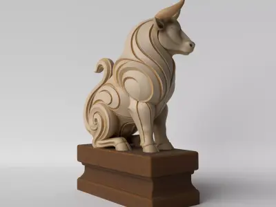 Minimalist Bull Bust  Decoration Sculpture 3D print model