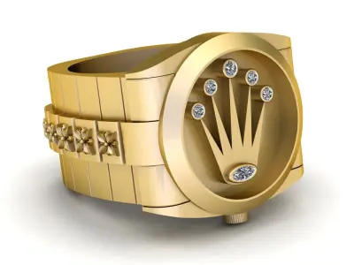 LUXURY ROLEX LOGO RING 3D PRINTABLE MODEL 3D print model