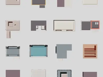 One-sided buildings 1 Low-poly 3D model