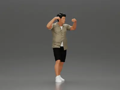 Man in shorts carrying girlfriend on shoulders 3D print model