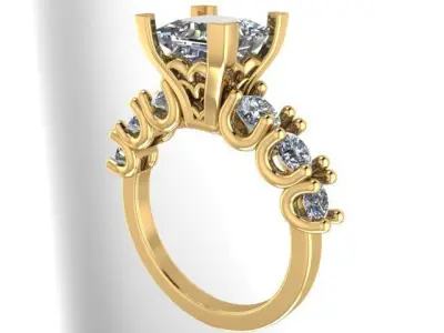 Princess ring big Engagement 3D print model