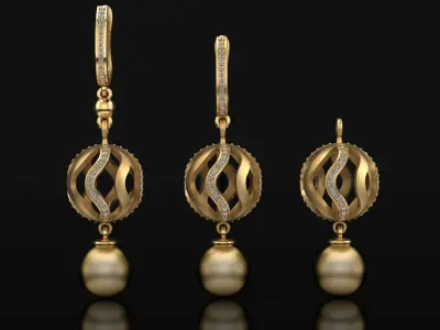 Earrings with pearls 3D print model