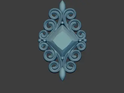 Faux Antique Scroll Gemstone Slide Pendant 3d Model Stl File 3D print model