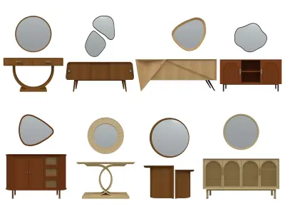 Parametric Mirror and Console Set for Revit 3D model