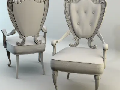 Luxury Art Nouveau Chair 298P 3D model