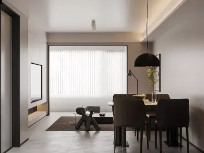 Modern living room dining room interior scenes 141 3D model