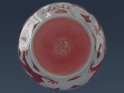 Dragon vase - green - optional red Low-poly 3D model