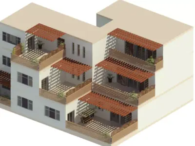 3 Apartments stacked on each other  3D model