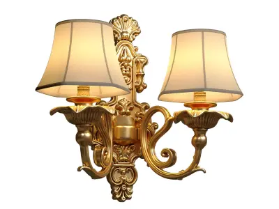 Golden sconce in classic style Wall lamp Double Light  3D model