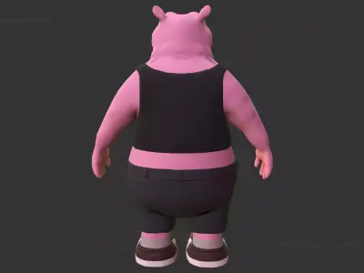 Hippo character  Low-poly 3D model