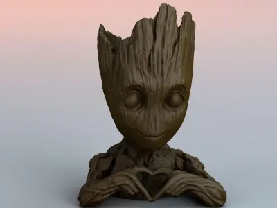 Baby groot with heart 3D print model
