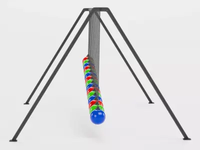 15-Ball Pendulum Waves Animated  Low-poly 3D model