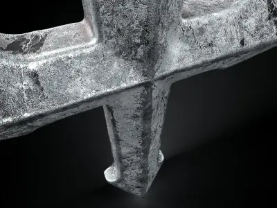 High-Poly Vintage Oxidized Silver Arrow-shaped Cross 3D model