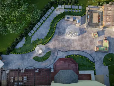 Luxury backyard design of modern house sketchup lumion model 3D model