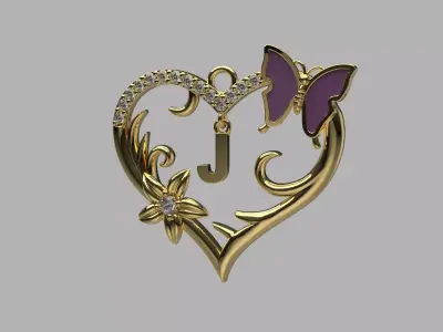 Dije Corazon con Mariposa 3D print model