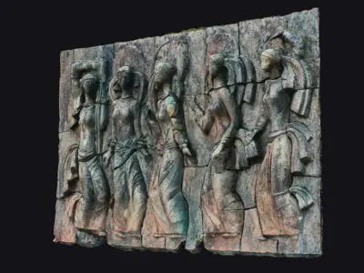 Bas-relief Young Woman Dancers Ceramic Decor Bas Relief Art 3D model