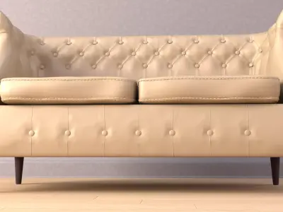 Dls-2 white leather sofa 3D model