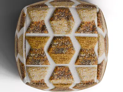 Gold Tufted Pouf by Sawyer 3D model