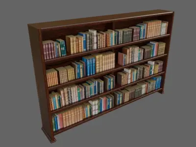 Old Wood Bookcase - Library - Estante de Livros Low-poly 3D model
