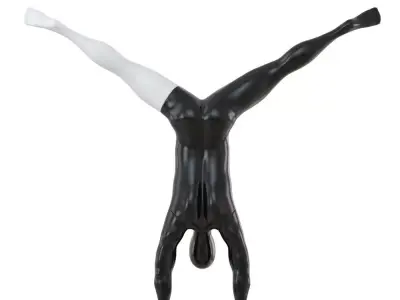 Male mannequin standing on hands 123 3D model
