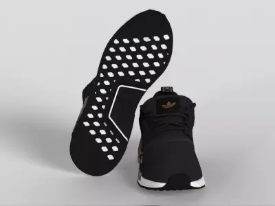 ADIDAS NMD R1 Refined J Black White H02333 Low-poly 3D model
