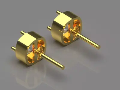 Classic Diamond Stud stl Earrings model je0002 3D print model