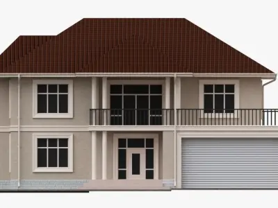 Building house two-story villa with garage Free 3D model