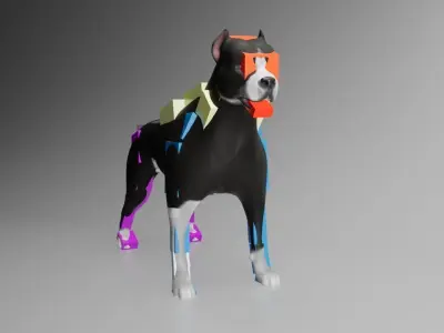 This is a model of a pit bull dog Low-poly 3D model
