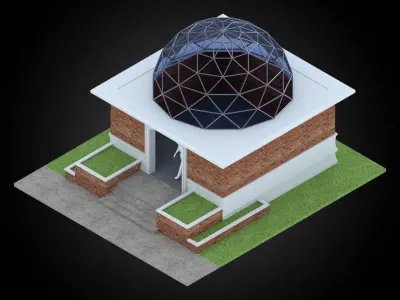  Dome 12x incl base structure with entry opening 3D model