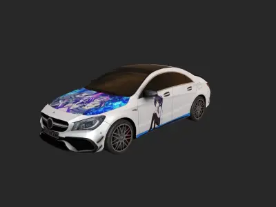 Low Poly Car 2 mercedes-benz cla wrap Low-poly 3D model