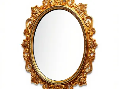 GoldEdged Medieval Mirror model pack Low-poly 3D model