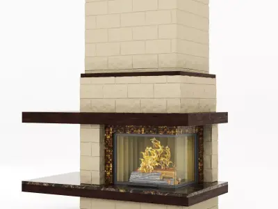 modern marble fireplace 3D model