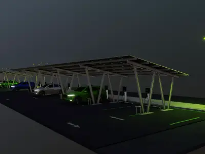 Low Poly Solar Carport Type-2 Pack Low-poly 3D model