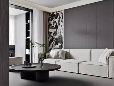 Modern living room dining room interior scenes 165 3D model