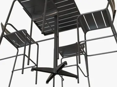 Bar Height Outdoor Table and Barstools 3D model